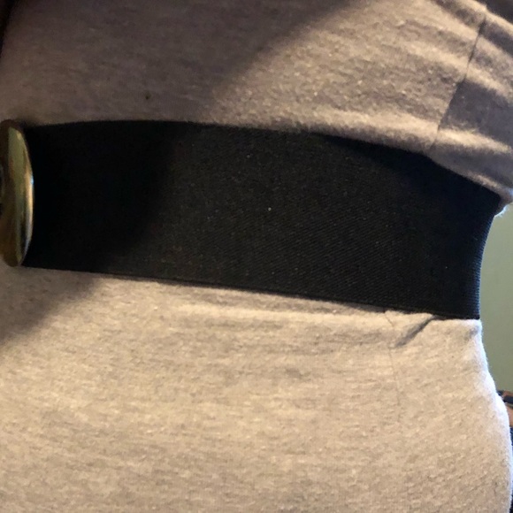 Vintage Black Elastic Stretch Belt with Gold Hook - Picture 3 of 7
